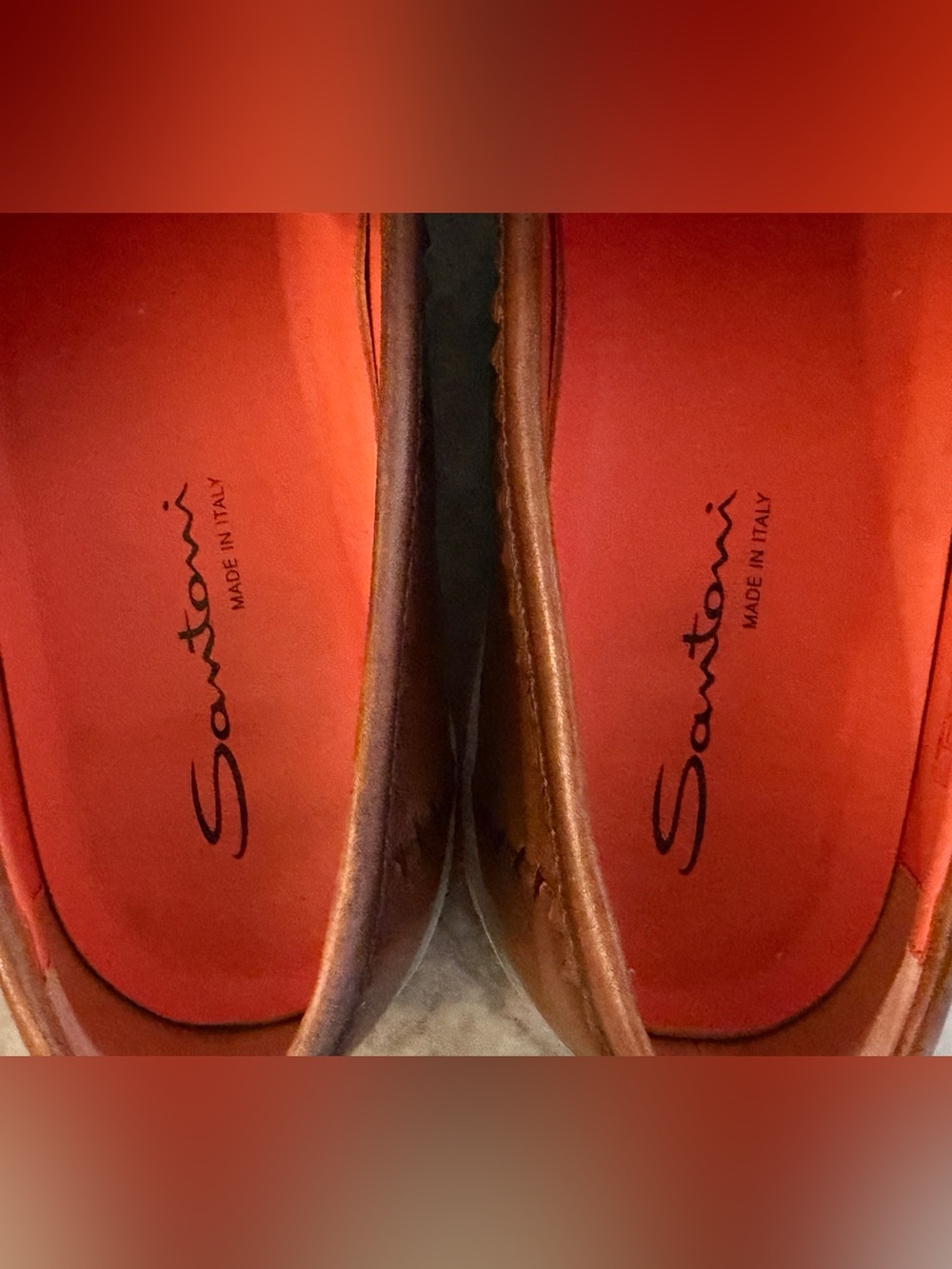 SANTONI BROWN / TAN Loafers UK 10.5 / US 11.5 Moccasin Slippers Rubber Sole $950 - Picture 8 of 12